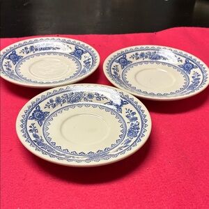 Just USA Blue and White Floral Saucer Set